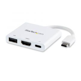 Adaptador Multifunción USB-C a HDMI 4K, Replicador de Puertos con Entrega de Potencia y Puerto USB-A, Blanco, Startech