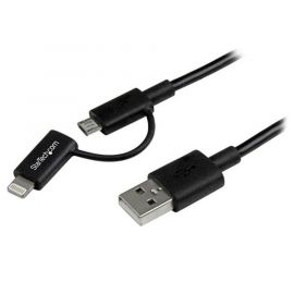 Cable 1M Lightning Y Micro Usb A Usb Negro Para Ipod Iphone