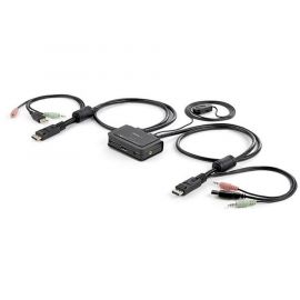 Switch Conmutador Kvm 2X Displayport Usb Audio Cables