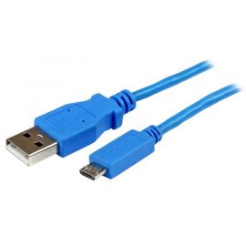 Cable 1M Micro Usb B A Usb A Delgado Azul Para Smartphone