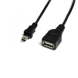 Cable Convertidor USB 2.0 de USB a A Mini USB B de 30Cm, Hembra, Macho, USB (F) a Mini USB Tipo B (M), Negro, USBmUSBfm1, Startech Mod. USBmUSBfm1