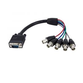 Cable de 30 Cm Coaxial para Monitor Hd15 VGA a 5 BNC Rgbhv, Macho a Hembra (VGABNCmf1), Startech Mod. VGABNCmf1