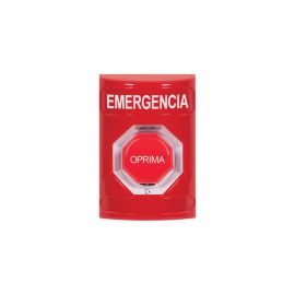 Botón de Emergencia en Español, Color Rojo, Acción Mantenida, Girar para Restablecer y LED Multicolor
