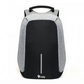 Mochila Antirrobo Stylos backpack, Gris, Poliéster, Mochila, Universal
