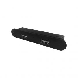 Mini empotrable rectangular color negro, con 2 puertos USB con cable