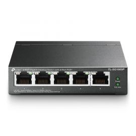 Switch Tp-Link Tl-Sg1005P 5 Puertos RJ45 10/100/1000 Mbps No Administrable con 4 Puertos PoE para Escritorio