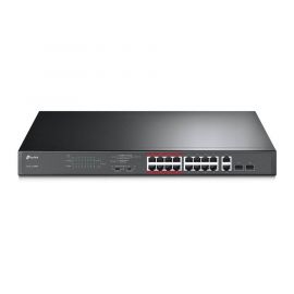 SWITCH POE TP-LINK TL-SL1218MP10/100Mbps + 2 Gigabit, Negro, 18, 7W, 16 puertos