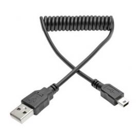 Cable Espiral USB 2.0 TRIPP-LITE U030-003-COILUSB A, Mini-USB B, Macho/Macho, 0, 9 m, Negro