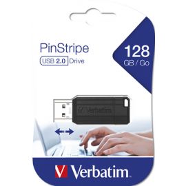 Memoria Usb 2.0 128Gb Retractil Pinstripe Negro Verbatim
