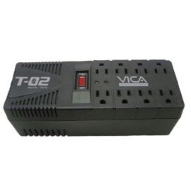 Regulador Vica T-02 Capacidad De Voltaje 1200Va/ 700 Watts. 9A Máximo. 8 Tomas De Corriente Reguladas Y Con Supresor De Picos De Voltaje