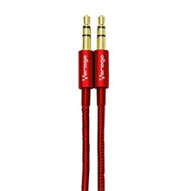 Cable De Audio Vorago Cab-108 3.5 Mm Redondo Metalico Rojo