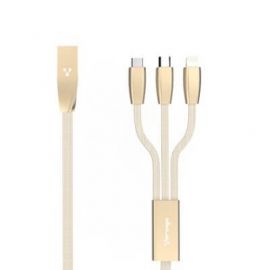 Cable Tipo C VORAGO CAB-300-GLUSB, Lightning, 1, 3 m, Oro