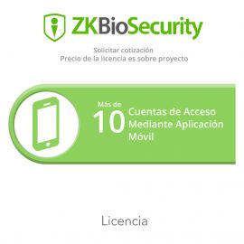 Licencia para ZKBiosecurity para mas de 10 cuentas de acceso mediante aplicación móvil